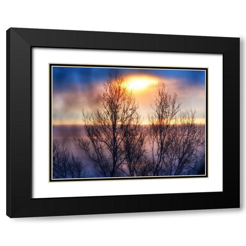 Abstract Sunset Black Modern Wood Framed Art Print with Double Matting by Plank, Savanah