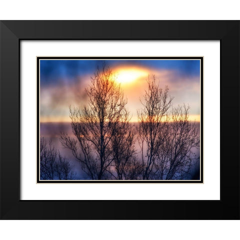 Abstract Sunset Black Modern Wood Framed Art Print with Double Matting by Plank, Savanah