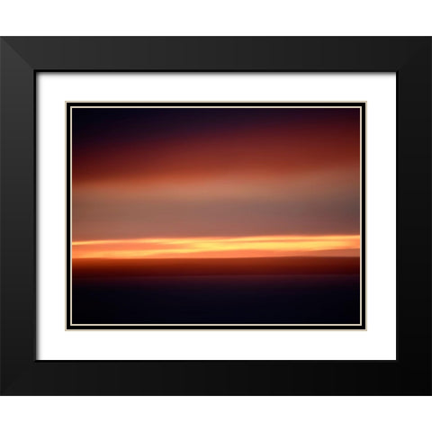 Abstract Sunset Black Modern Wood Framed Art Print with Double Matting by Plank, Savanah