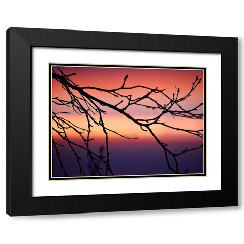 Abstract Sunset Black Modern Wood Framed Art Print with Double Matting by Plank, Savanah