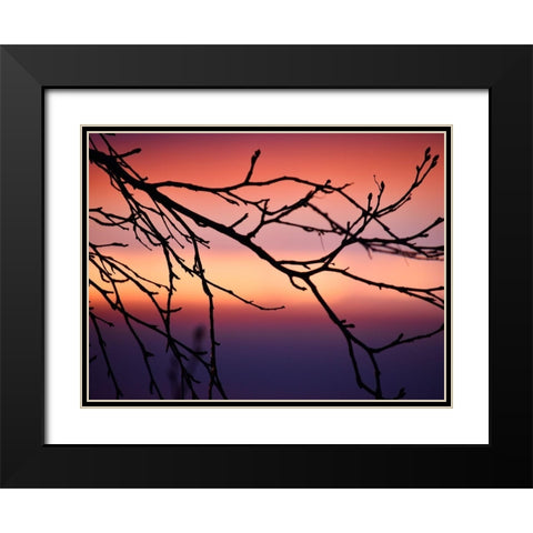 Abstract Sunset Black Modern Wood Framed Art Print with Double Matting by Plank, Savanah