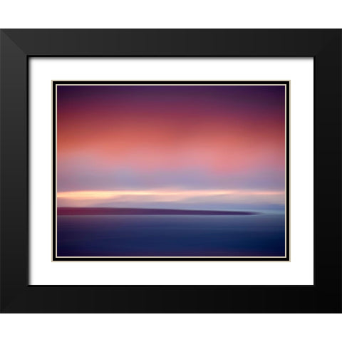 Abstract Sunset Black Modern Wood Framed Art Print with Double Matting by Plank, Savanah