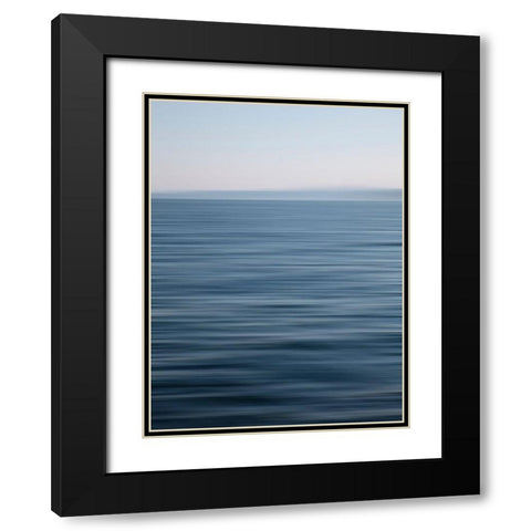 Abstract blue horizon Black Modern Wood Framed Art Print with Double Matting by Plank, Savanah