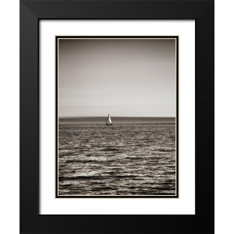 USA, Seattle, sailboat in Elli Black Modern Wood Framed Art Print with Double Matting by Plank, Savanah