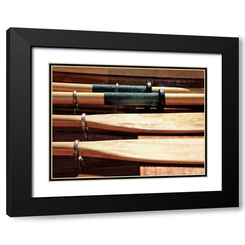 Wooden Oars Black Modern Wood Framed Art Print with Double Matting by Plank, Savanah