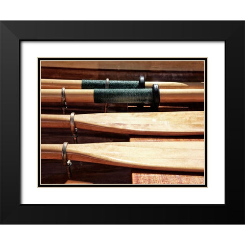 Wooden Oars Black Modern Wood Framed Art Print with Double Matting by Plank, Savanah