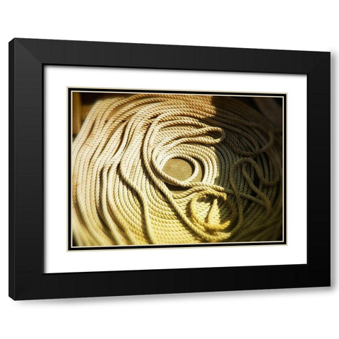 Boat line coiled Black Modern Wood Framed Art Print with Double Matting by Plank, Savanah