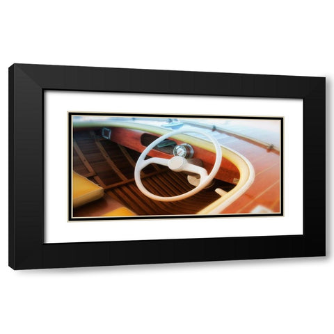 Vintage speed boat Black Modern Wood Framed Art Print with Double Matting by Plank, Savanah