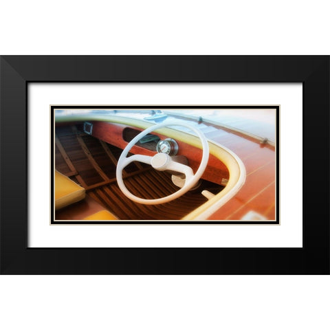 Vintage speed boat Black Modern Wood Framed Art Print with Double Matting by Plank, Savanah