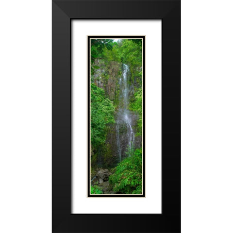 Maui Waterfall Black Modern Wood Framed Art Print with Double Matting by Bennion, Scott