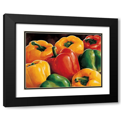 Peperoni Black Modern Wood Framed Art Print with Double Matting by Mottinelli, Stefania