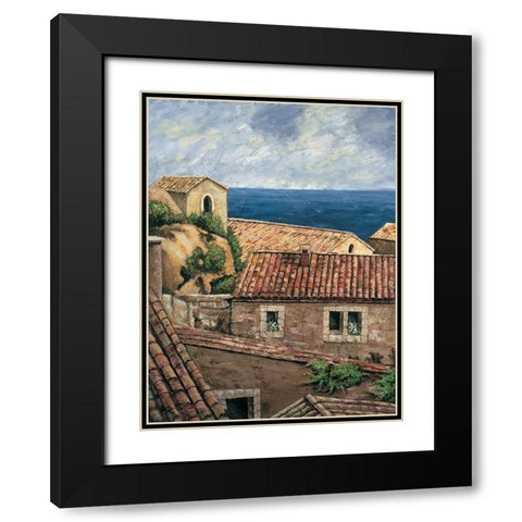 Coastal Village II Black Modern Wood Framed Art Print with Double Matting by Young, Thomas