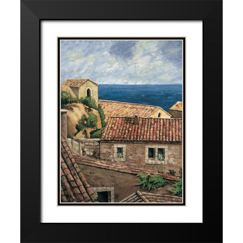 Coastal Village II Black Modern Wood Framed Art Print with Double Matting by Young, Thomas