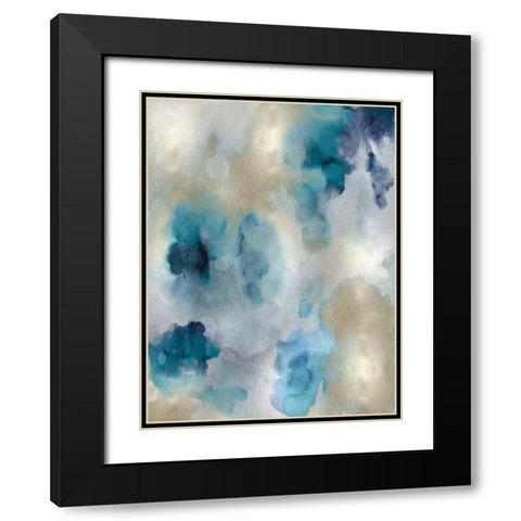 Whisper in Aqua II Black Modern Wood Framed Art Print with Double Matting by Mitchell, Lauren