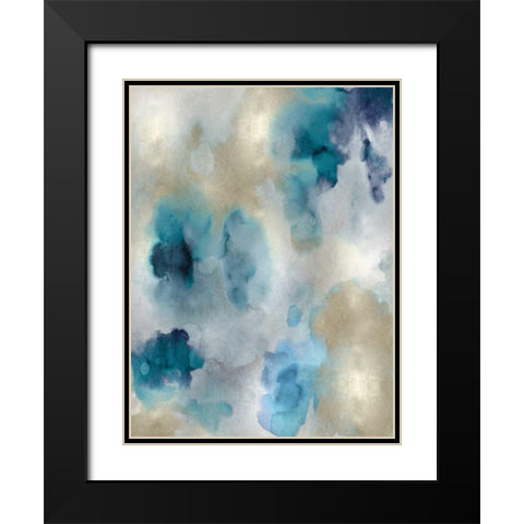 Whisper in Aqua II Black Modern Wood Framed Art Print with Double Matting by Mitchell, Lauren