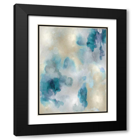 Whisper in Aqua III Black Modern Wood Framed Art Print with Double Matting by Mitchell, Lauren