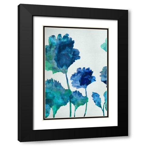 Aqua Blossom Triptych I Black Modern Wood Framed Art Print with Double Matting by Austin, Vanessa