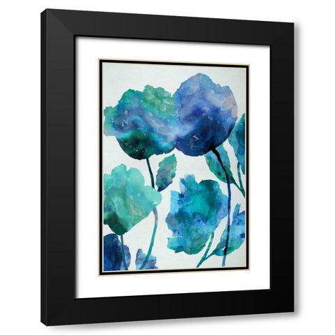 Aqua Blossom Triptych III Black Modern Wood Framed Art Print with Double Matting by Austin, Vanessa
