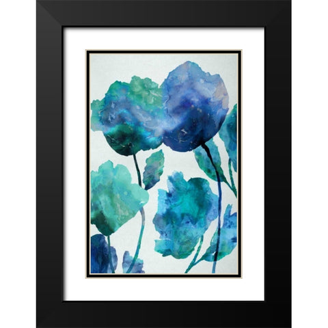 Aqua Blossom Triptych III Black Modern Wood Framed Art Print with Double Matting by Austin, Vanessa