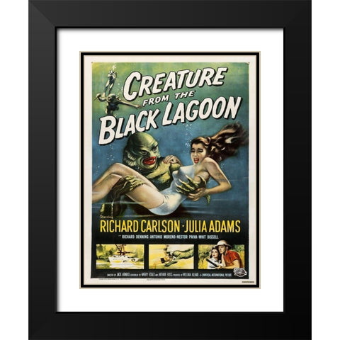 Creature From The Black Lagoon Black Modern Wood Framed Art Print with Double Matting by Anonymous