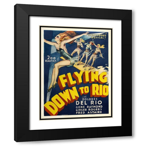 Flying Down To Rio Black Modern Wood Framed Art Print with Double Matting by Anonymous
