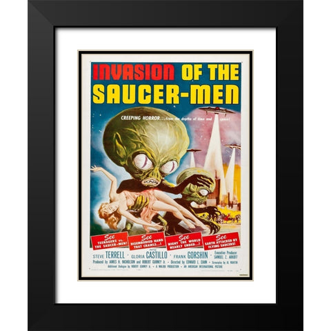 Invasion Of The Saucer Men Black Modern Wood Framed Art Print with Double Matting by Anonymous