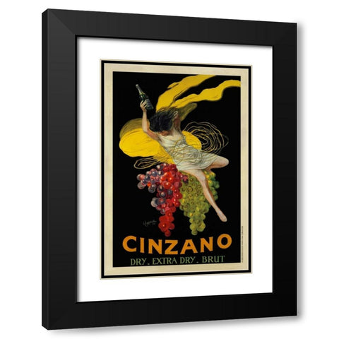 Cinzano-1920 Black Modern Wood Framed Art Print with Double Matting by Cappiello, Leonetto