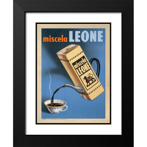 Miscela Leone-1950 Black Modern Wood Framed Art Print with Double Matting by Anonymous