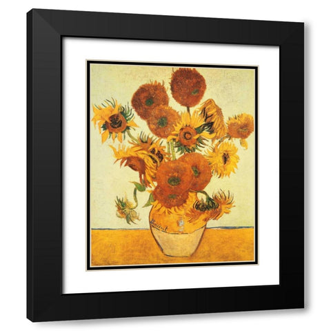 I girasoli Black Modern Wood Framed Art Print with Double Matting by Van Gogh, Vincent