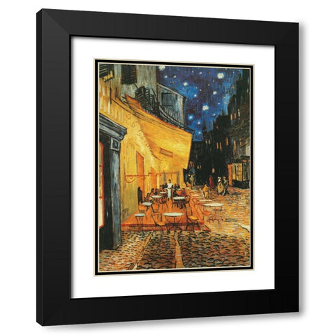 Cafe de nuit Black Modern Wood Framed Art Print with Double Matting by Van Gogh, Vincent