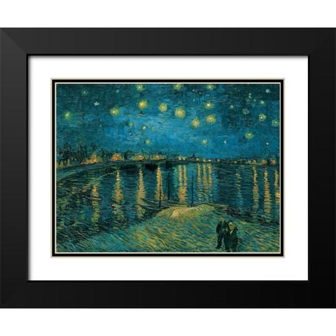 La nuit toile-Arles Black Modern Wood Framed Art Print with Double Matting by Van Gogh, Vincent
