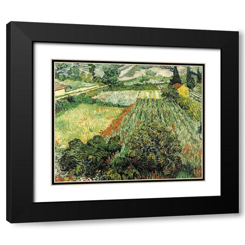Feld mit Mohnblumen Black Modern Wood Framed Art Print with Double Matting by Van Gogh, Vincent