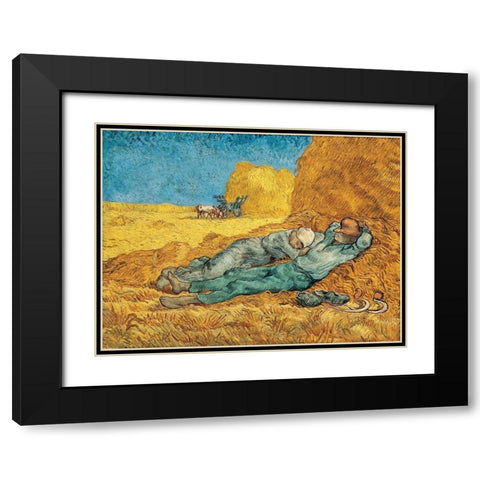 La Meridienne Black Modern Wood Framed Art Print with Double Matting by Van Gogh, Vincent