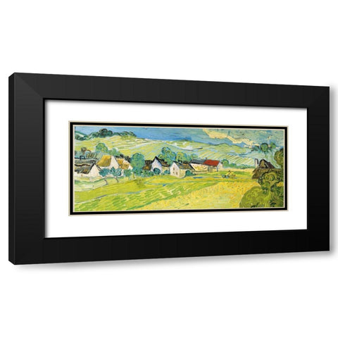 Vue ensoleille pres d Auvers Black Modern Wood Framed Art Print with Double Matting by Van Gogh, Vincent