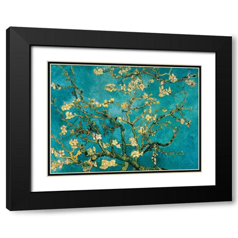 Mandorlo in fiore Black Modern Wood Framed Art Print with Double Matting by Van Gogh, Vincent