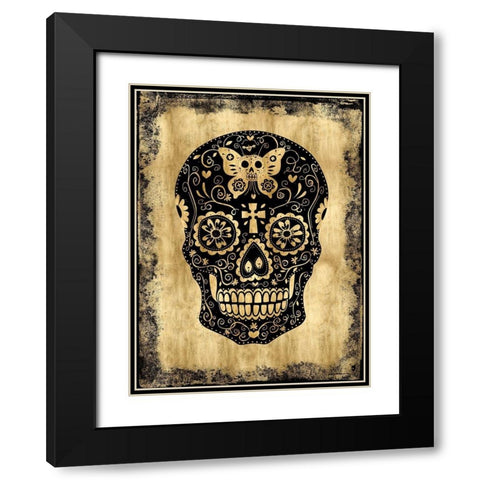 Day of the Dead in Black and Gold Black Modern Wood Framed Art Print with Double Matting by Wagner, Martin