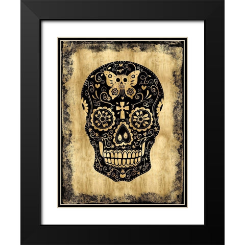 Day of the Dead in Black and Gold Black Modern Wood Framed Art Print with Double Matting by Wagner, Martin