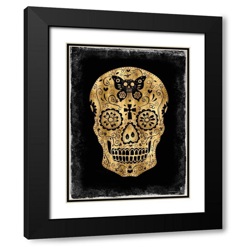 Day of the Dead in Gold and Black Black Modern Wood Framed Art Print with Double Matting by Wagner, Martin