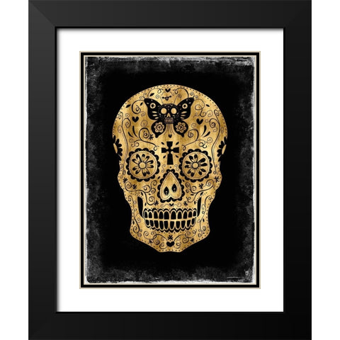 Day of the Dead in Gold and Black Black Modern Wood Framed Art Print with Double Matting by Wagner, Martin