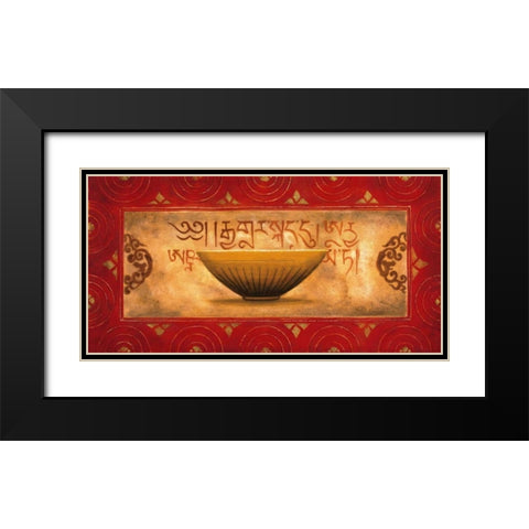 Tibetan Panel Black Modern Wood Framed Art Print with Double Matting by Wong-Li