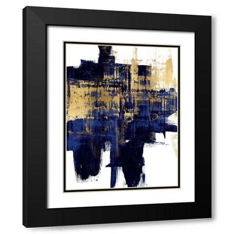Dynamic Gold on Blue I Black Modern Wood Framed Art Print with Double Matting by Wise, Alex