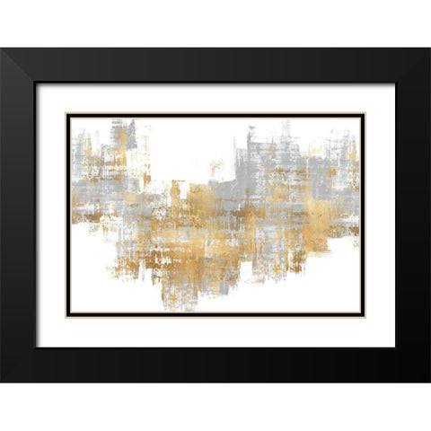 Dynamic Gold on Grey II Black Modern Wood Framed Art Print with Double Matting by Wise, Alex