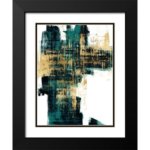 Infatuation Gold on Teal I Black Modern Wood Framed Art Print with Double Matting by Wise, Alex
