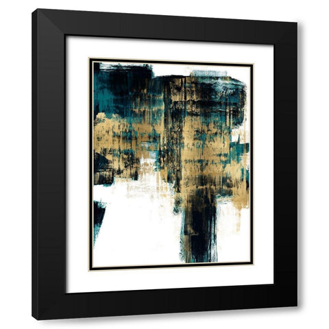 Infatuation Gold on Teal II Black Modern Wood Framed Art Print with Double Matting by Wise, Alex