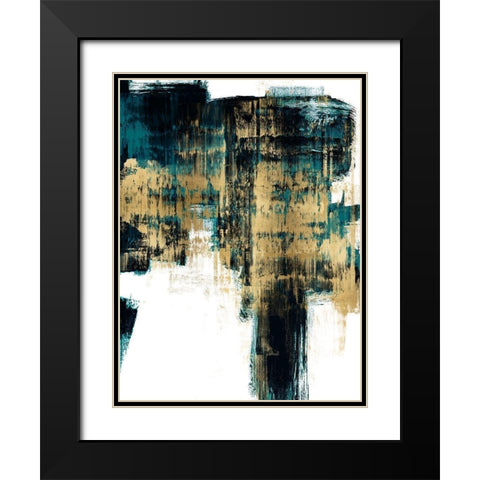 Infatuation Gold on Teal II Black Modern Wood Framed Art Print with Double Matting by Wise, Alex