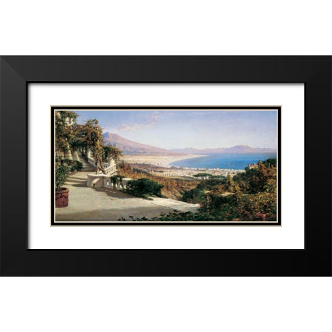 A View of the Bay of Naples Black Modern Wood Framed Art Print with Double Matting by Wyld, William