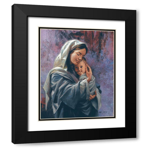 Mother and Child Black Modern Wood Framed Art Print with Double Matting by Seward, James