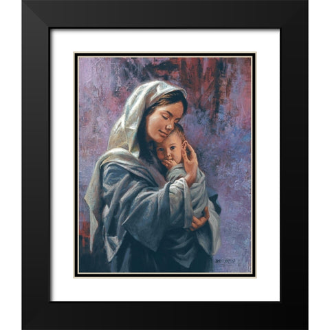 Mother and Child Black Modern Wood Framed Art Print with Double Matting by Seward, James
