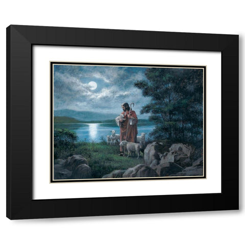 The Lord Is My Shepherd Black Modern Wood Framed Art Print with Double Matting by Seward, James
