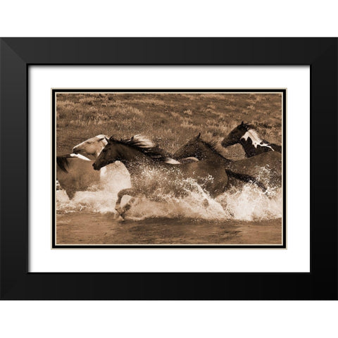 River Race Black Modern Wood Framed Art Print with Double Matting by Dawson, Robert